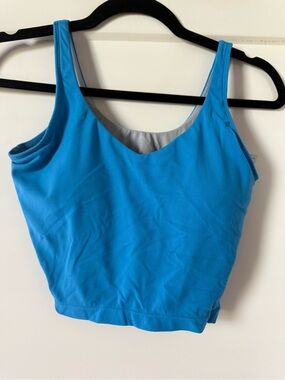 Blue Sleeveless Athletic Crop Top